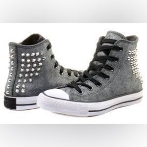 Converse hi top leather studded sneakers - sz 6 NEW